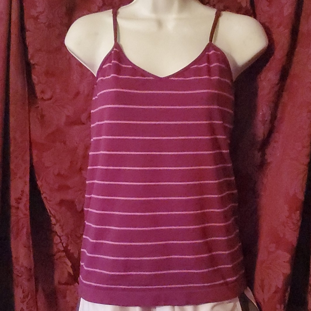 Bongo Burgundy w/pink stripe Stretch Cami 5/25
